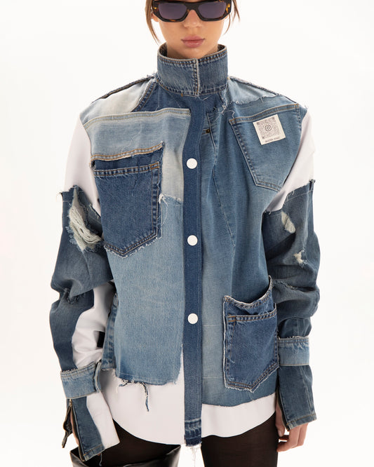 Upcycled denim art jacket (available in New York)