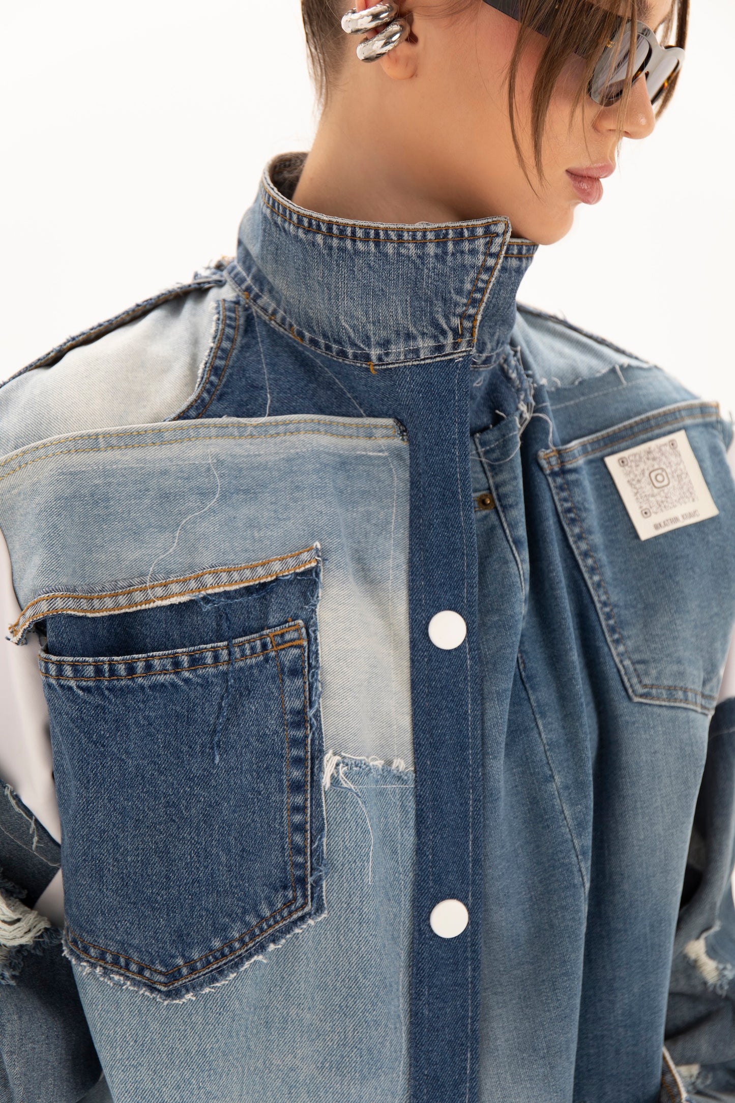 Upcycled denim art jacket (available in New York)