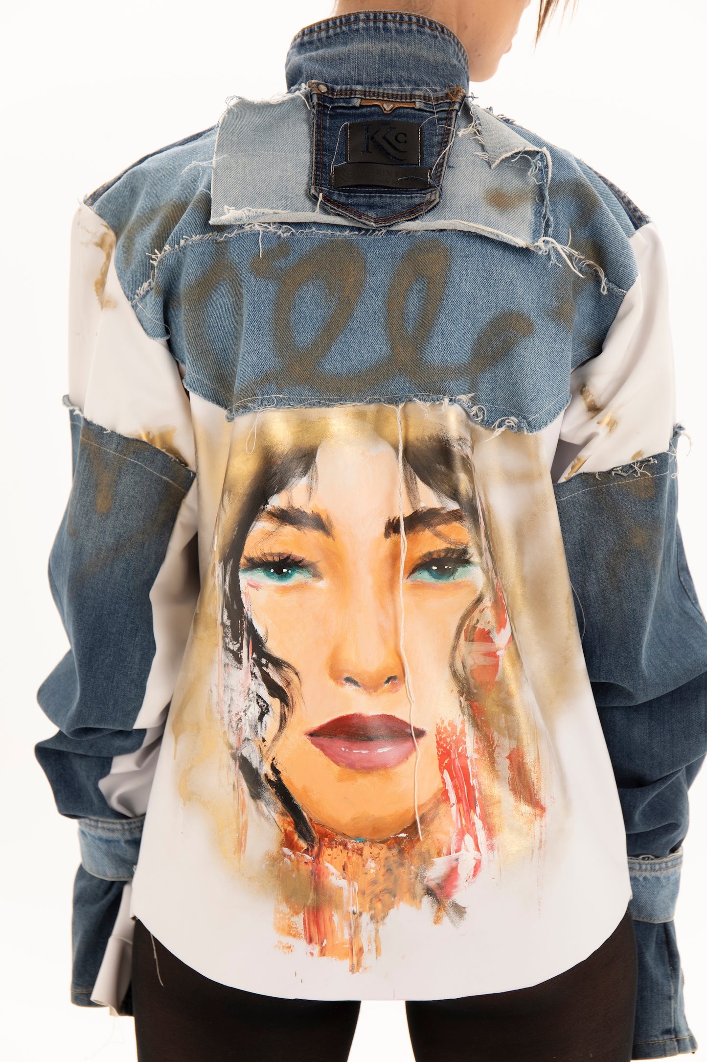 Upcycled denim art jacket (available in New York)