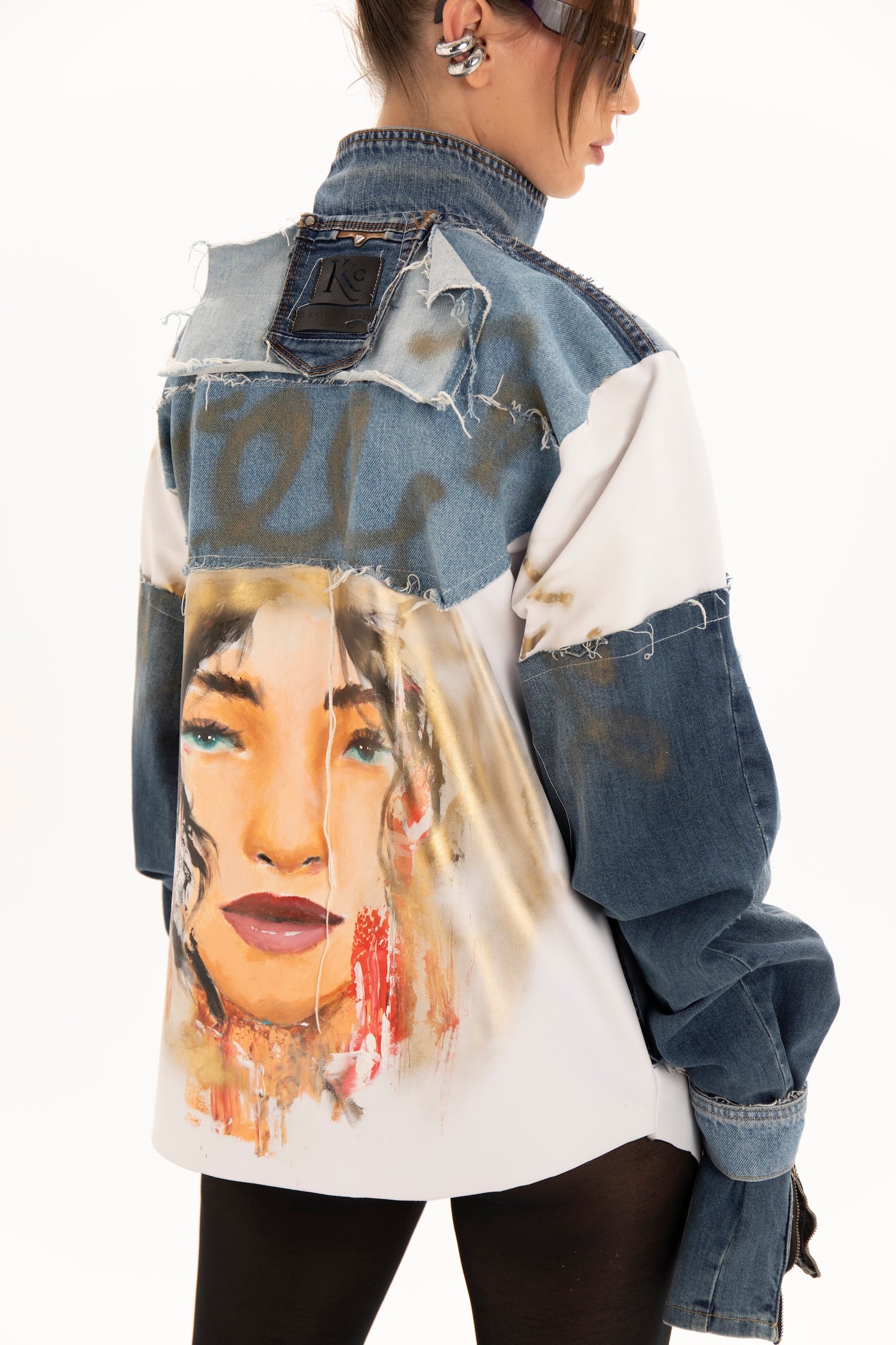Upcycled denim art jacket (available in New York)